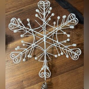 White Glitter Tree Topper with pearl accents